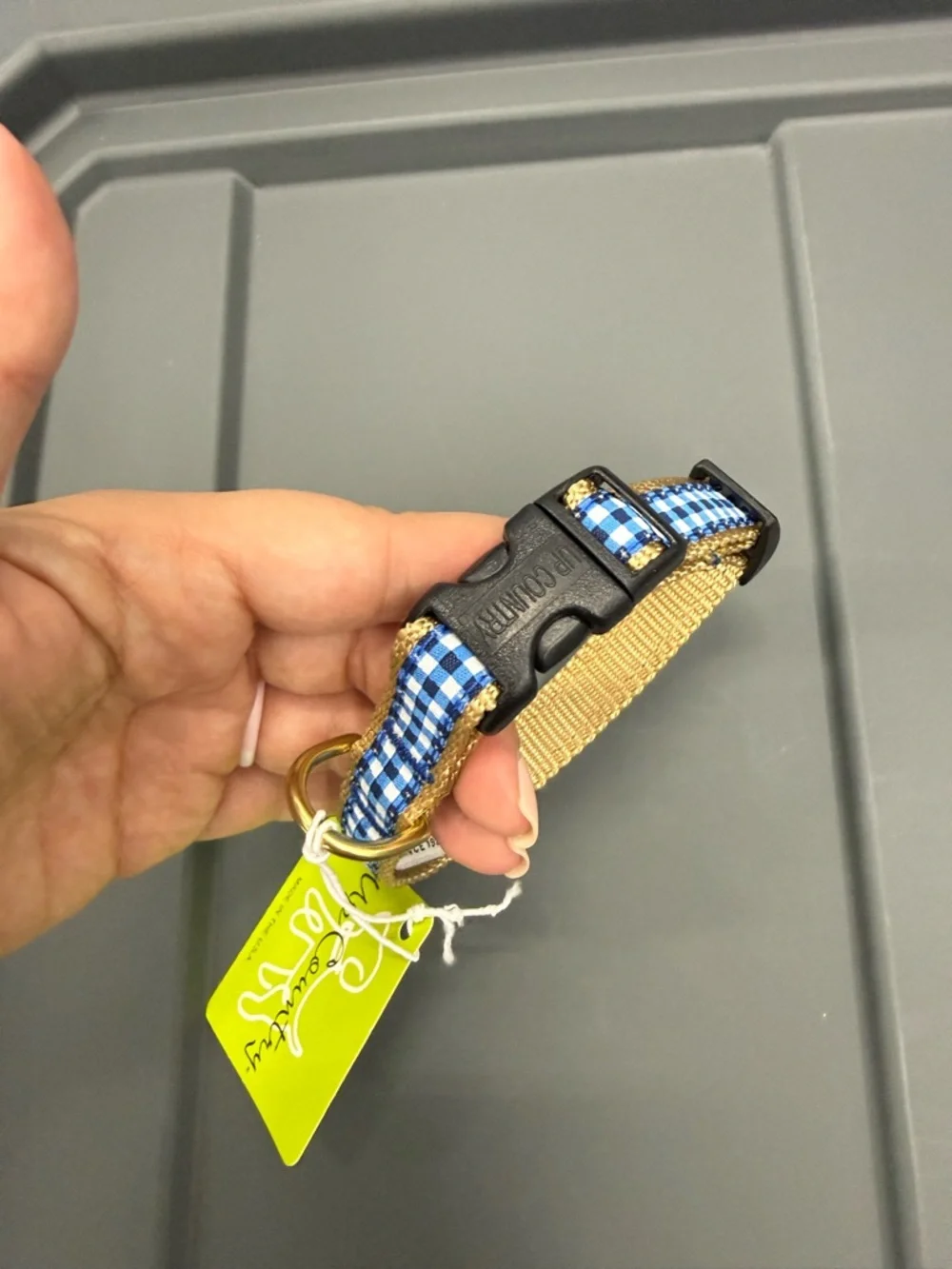 Up Country Blue Gingham Dog Collar - Multiple Sizes